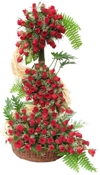 150 red Roses on a 4 ft stand