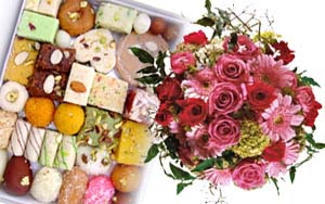 Half kilo Mithai and Bunch of Assorted 
Flowers
