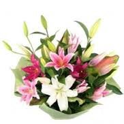Pink white lily arrangement