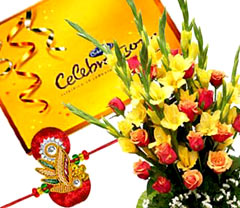 Rakhi with celebrations and flowers